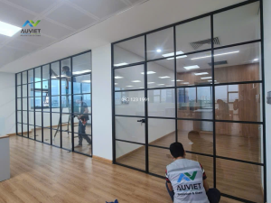 Vách ngăn Slim nhôm kính cho văn phòng hiện đại