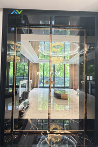 Cửa SLIM inox kính sóng công trình Âu Việt