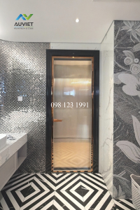 Chi tiết cửa SLIM bọc inox kính sóng Âu Việt